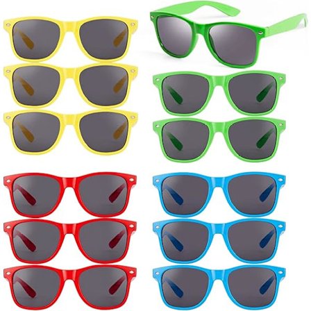 12-pakning flerfargede solbriller for barn og voksne, UV-beskyttelse [JSR]