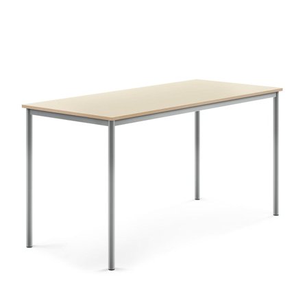 Desk BORÅS, 1800x800x900 mm, birch laminate, alu grey