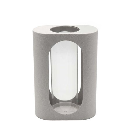 Fyrfadsstage, Metal & Glas, Hvid, 25,3 cm