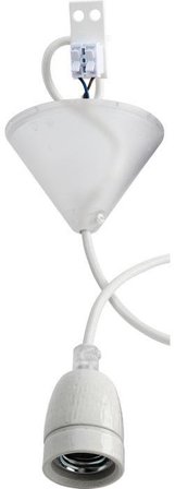 Gelia 4079108981 Lampeophæng E27, porcelæn Hvidt tekstilkabel, Belysning