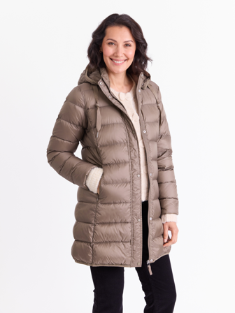 MATCH - Amanda lang dunjakke - Va Vite - Str. 42 - Dame - Jakker & Kåper - Brun - 100% polyamid - resirkulert