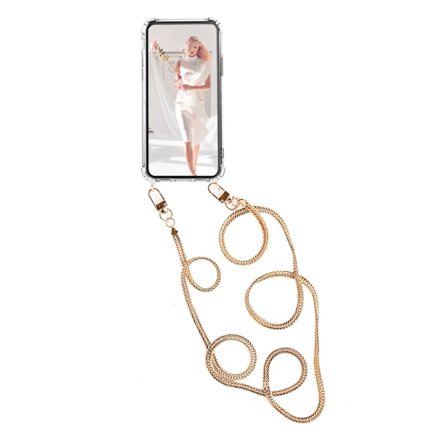 Boom iPhone 12 Pro Max skal med mobilhalsband- Chain Gold