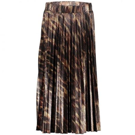 Geisha ROK Snake Printed Plisee , Bruin , Dames , Maat: M Midirokken