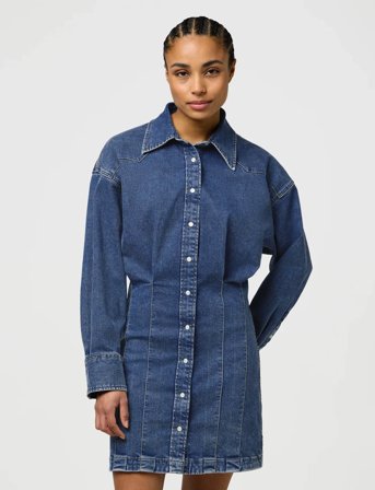 Wrangler Darted Skirt Dress - Blue - L