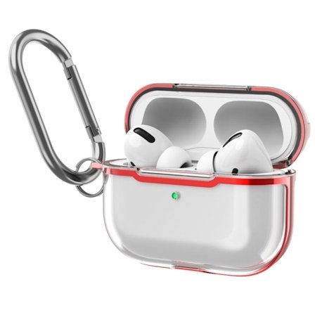AirPods Pro 2 genomskinligt fodral med karbinhake - Transparent / Röd