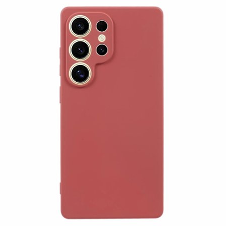 Mikrofiberfôret deksel i mykt gummi for Samsung Galaxy S25 Ultra - Hagtorn Rød