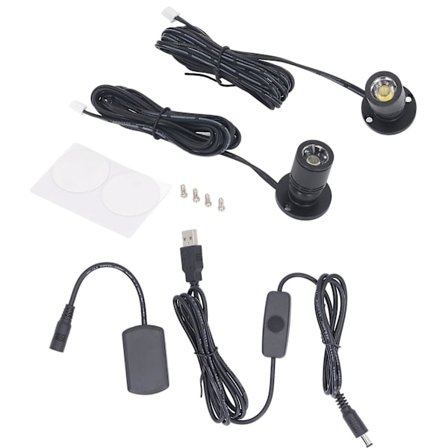 Dimbar Mini Spotlight 5V Mini LED Spotlight 1 til 2 Spotlights med Dimmer for Utstilling Smykkeskap Veranda [Db] Svart