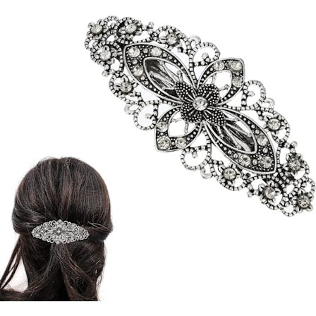 Vintage Blomst Hårspænder Hårklips, Antik Stil Hårnåle til Kvinder Smykker, Glitrende Sølv Hårklips Hårtilbehør Krystal Grips
