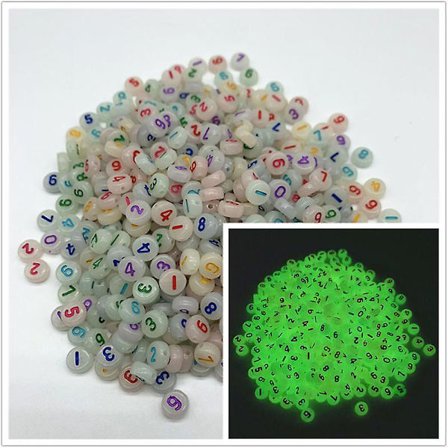 300 st självlysande akrylpärlor Svarta bokstäver Glow In The Dark Bulk Beads Alfabet Runda Lösa Pärlor För Armband Halsband