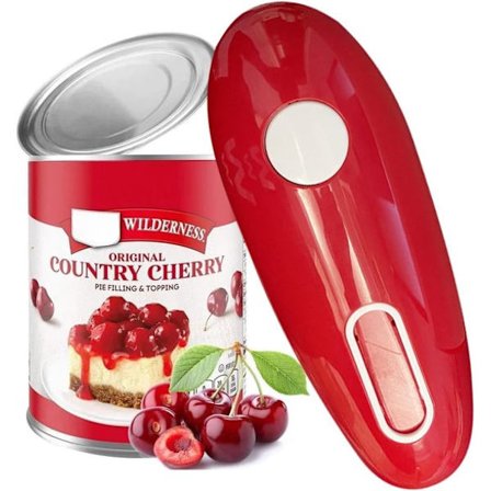 Elektrisk dåseåbner - Nem at bruge, med glatte skærekanter - Velegnet til køkkener og ældre - Design i ét stykke