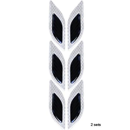 12 stk/2 sett Karbonfiber reflekterende klistremerke 3D reflekterende White