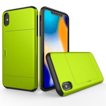 iPhone 9 Plus Hybriidi Matta Metalli Muovinen Takasuoja Kuori Kortti Paikalla - Vihreä Green