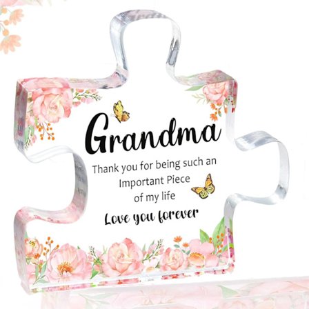 Födelsedagspresenter till mormor, Jul Akrylplatta Pusselformad Vackra presenter till mormor 9,9x8,4 cm Presenter till farmor på Thanksgiving