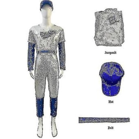 Voksen Cosplay Bodysuit Rocketman Elton John Kostyme Baseball Uniform Jumpsuit Med Caps Hatt Belte Halloween Karneval Fancy Party (M)
