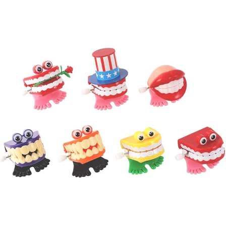 7 stk. Klaprende Tænder Optræk Legetøj Gående Tænder, Gags Praktisk Joke Legetøj Sjove Små Fødder Nyhed og Gag Gave