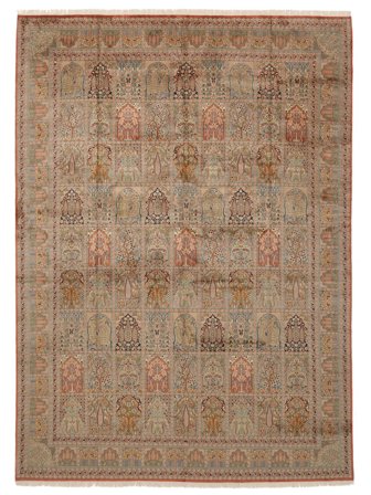 307X422 Tapis Cachemire Pure Soie D'orient Marron Grand (Soie, Inde) Carpetvista