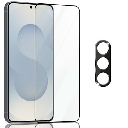 1-Pack Samsung S25 Näytönsuoja & 1-Pack linssinsuoja - Karkaistu Lasi 9H - Super laatu 3D