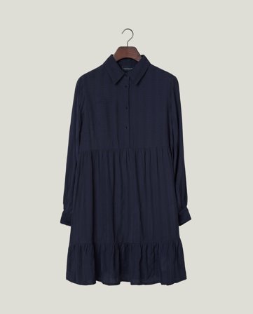 Lexington A-line jaquard shirt dress, dark blue