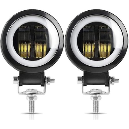Offroad LED-lys Universal Motorsykkel Spotlight Angel Eye Light (svart hvit) (2 stk)