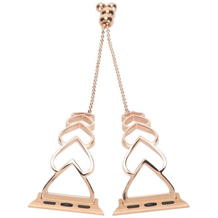 Hålband i rostfritt stål med hjärtan för Apple Watch 42mm 44mm Roséguld