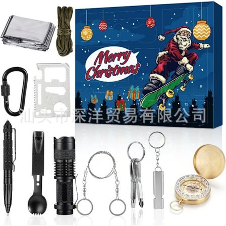 Joulun adventtikalenteri, 24 päivän ulkotyökalujen syöttikalastusvälineiden joulun lähtölaskenta, joulukoristeet, adventtikalen{FY}