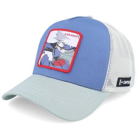 Capslab - Blå trucker Keps - Naruto Kakashi Grey/Blue A-Frame Trucker @ Hatstore