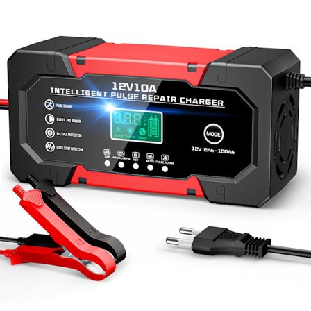 Smart 10A 12V LiFePO4 Bil Motorsykkel Lastebil Batterilader med 5 Reparasjonsmoduser og LCD-skjerm. AGM Gel Wet LiFePO4.