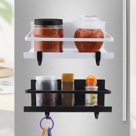 Set med 2 magnetiska hyllor för kylskåp, kryddhylla, kylskåpshylla hängande hylla magnet kryddhylla