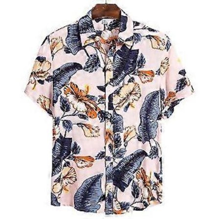 Sommar Kortärmad Blommig Skjorta Herr Trend Mode Strandstil Kavajskjorta