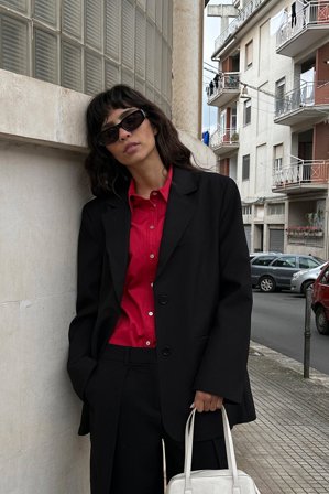 NA-KD - Oversized blazer - Figursydd blazer - Svart - EU 34