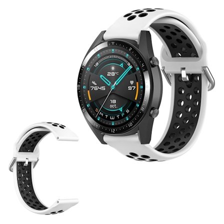 Samsung Galaxy Watch (46mm) / Gear S3 / Huawei Watch GT 2e / GT / GT 2 42mm / 46mm tvåfärgad silikon klockarmband - vit / svart