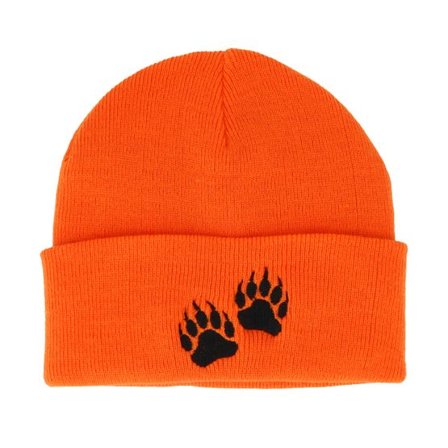 Hunter - Orange cuff Beanie - Bear Prints Orange Fold Beanie @ Hatstore