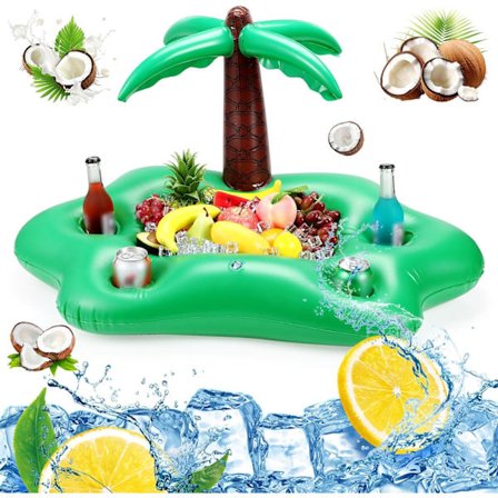 Flydende drikkeholder til pool, flydende cabana-bar, drikkeholder til spabad til voksne, oppusteligt pooltilbehør, kokospalme