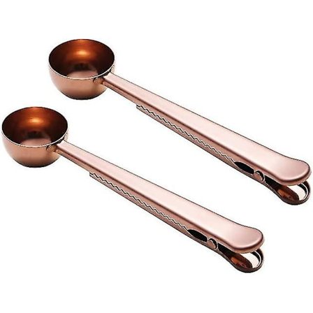 Kaffeske-klip, 2 i 1 Langskaftet Rustfrit Stål Ske med Pose-klip Perfekt