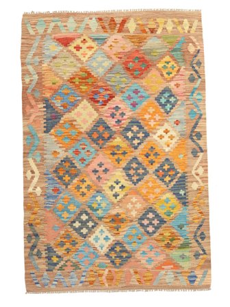 Kelim Afghan Old Style Vloerkleed Handgeweven 105X156 Bruin/Oranje Afghanistan