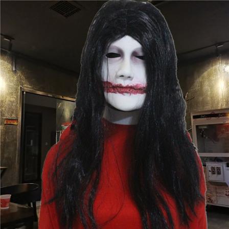 Kauhomaski skripti, joka tappaa NPC:n, mies- ja naismaski, p panta, pakopeli, kummitustalo, naishaamu, mekko, Halloween-tanssi Black hair sew mouth (