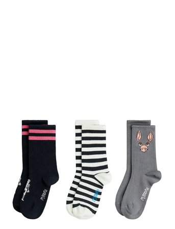 Mini Rodini Bat 3-Pack Socks - Black - 24/27