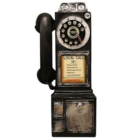 Antik Retro Telefon Dekor Väggmonterad Roterande Nummerskiva Fast Telefon Modell Vintage Klassisk Telefon Rekvisita Hantverk i Resin - Perfet