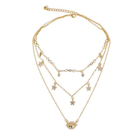 Wabjtam Halskjede for kvinner, blonder, perlekjede, satellittlenkekjede, lagdelt, delikat choker-smykke