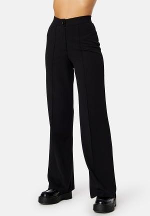 Bubbleroom - Soft Suit Straight Trousers XL - Black - Byxor - Dam