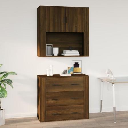 Vidaxl Väggskåp Brun Ek 80x33x80 Cm Konstruerat Trä Brun