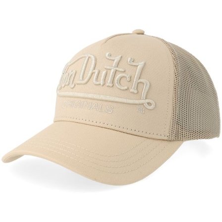 Von Dutch - Beige Keps - Embroidery Logo Beige A-Frame Trucker @ Hatstore