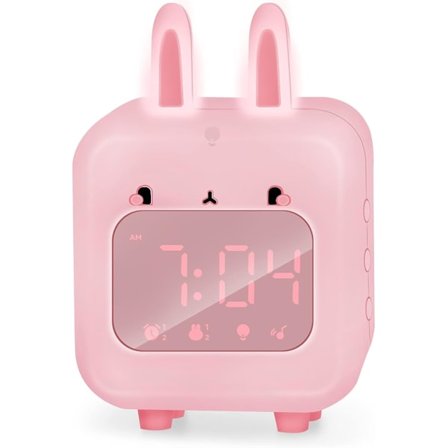 Børnevækkeur med kanin, digitalt ur i børneværelset, dejligt