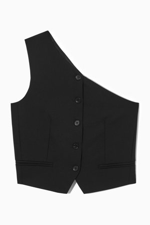 COS Women's Asymmetric Tailored Wool Waistcoat in Black