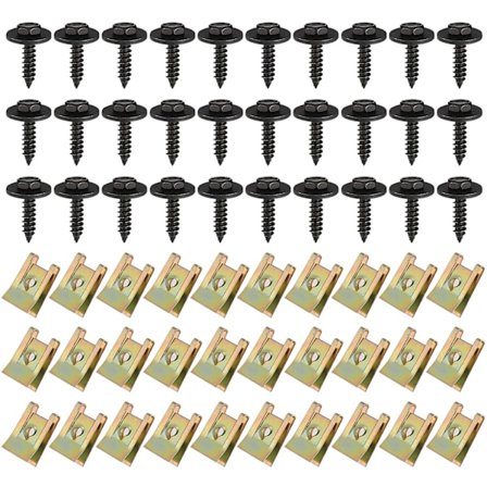 30 sett med skruer og muttere, karosseriskruer, U-formet Meta