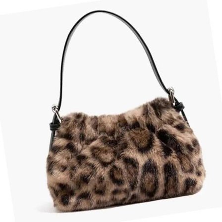 Komfortabel dame leopard fuzzy taske med funktionelle rum, ergonomisk tophåndtag, elegant kontor essentiel leopardprint