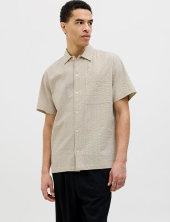 Jack & Jones Jprcceaston Seersucker S/S Shirt Ln - Beige - S