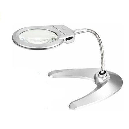 130mm 2X/5X Förstoringsglas LED-ljus Metall Slang Flexibel Skrivbord