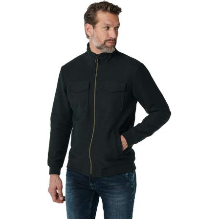No Excess, Sweater full zipper double face greenish black Groen, Heren, Maat:L