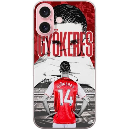 Kompatibelt Mobilskal till Apple Apple iPhone 16 Viktor Gyökeres Arsenal - Fotbollsmotiv med tröja nummer 14 på arenan